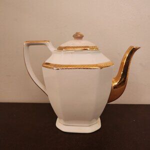 Vintage Saxon China Porcelain Teapot with 18 Gold Trim